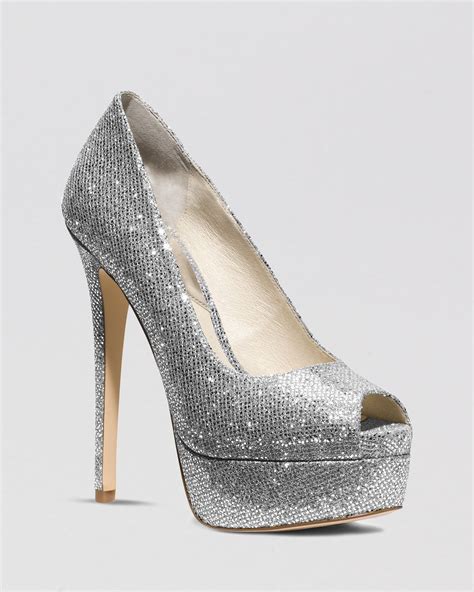 michael kors silver heels|michael kors block heels.